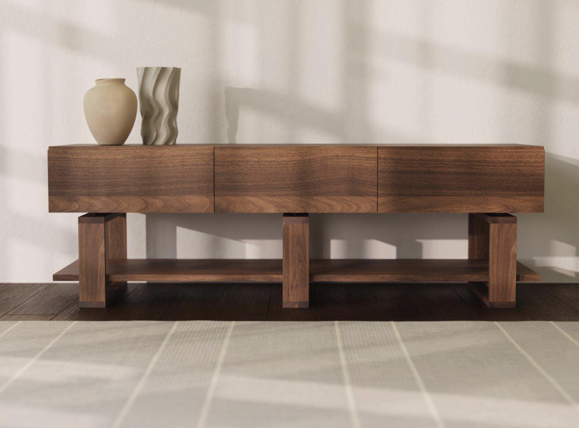 Bohdi Solid Walnut TV Unit – Media Sideboard