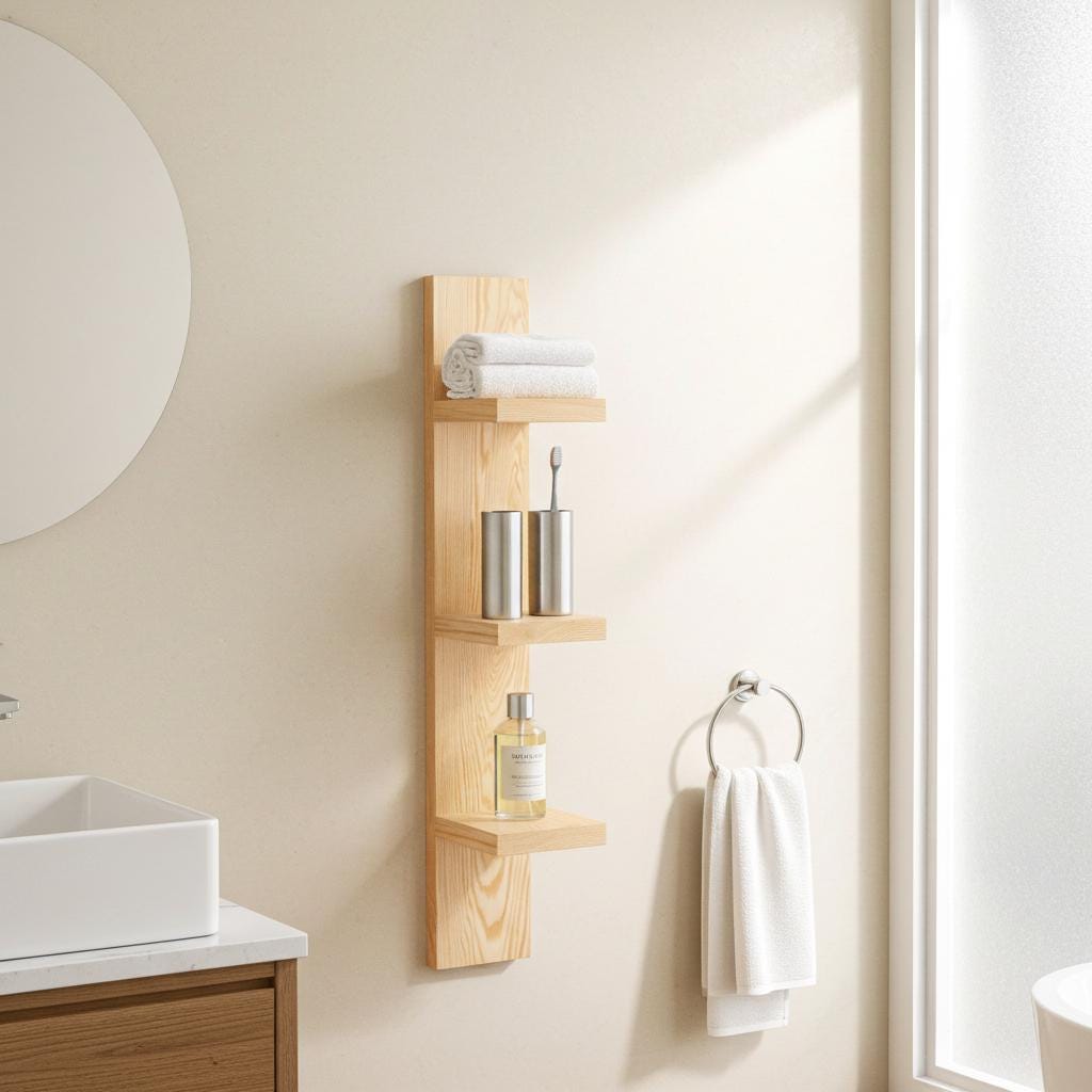 Solid Oak Vertical Tiered Shelf