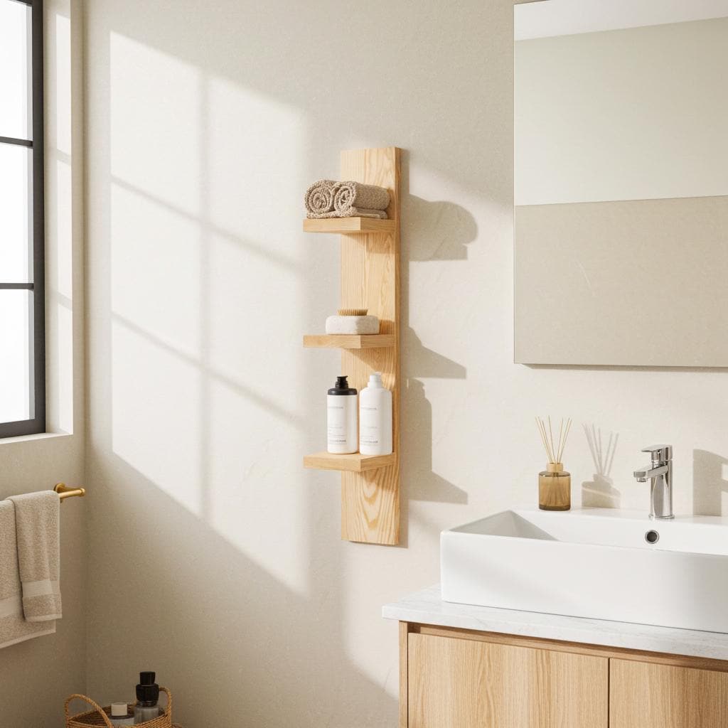 Solid Oak Vertical Tiered Shelf