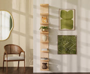 Tall Oak Vertical Tiered Wall Shelf