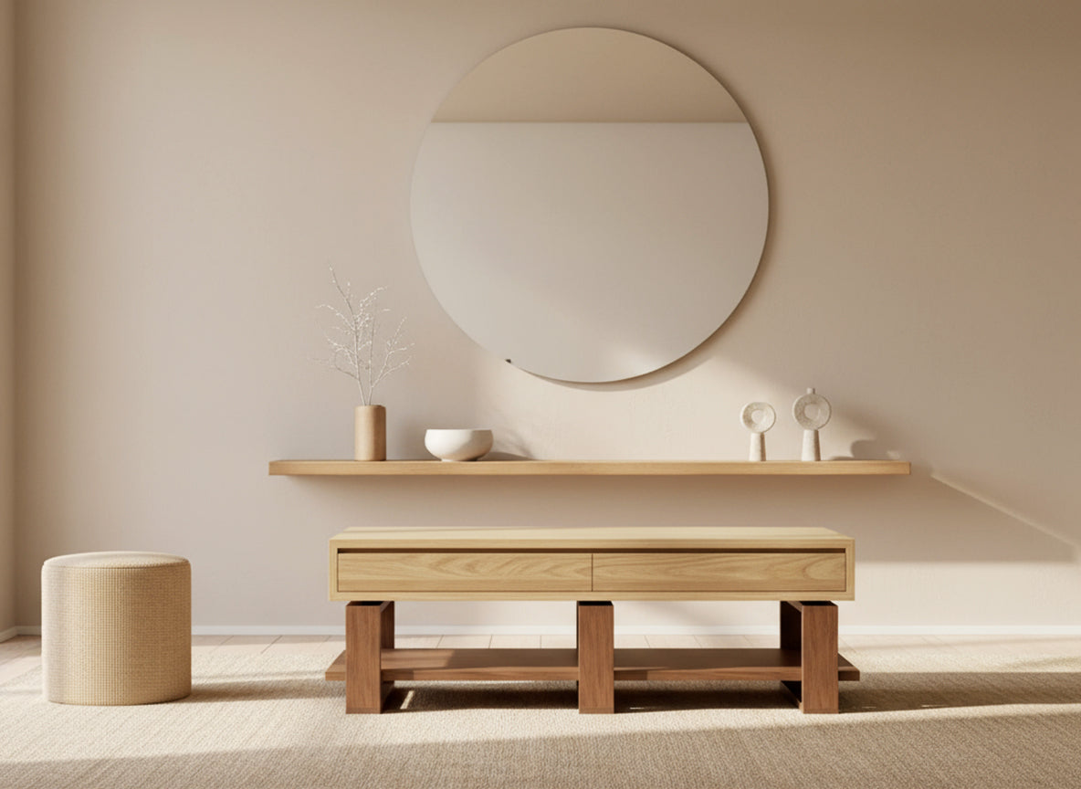 Bohdi Solid Oak & Walnut Coffee Table With Drawers