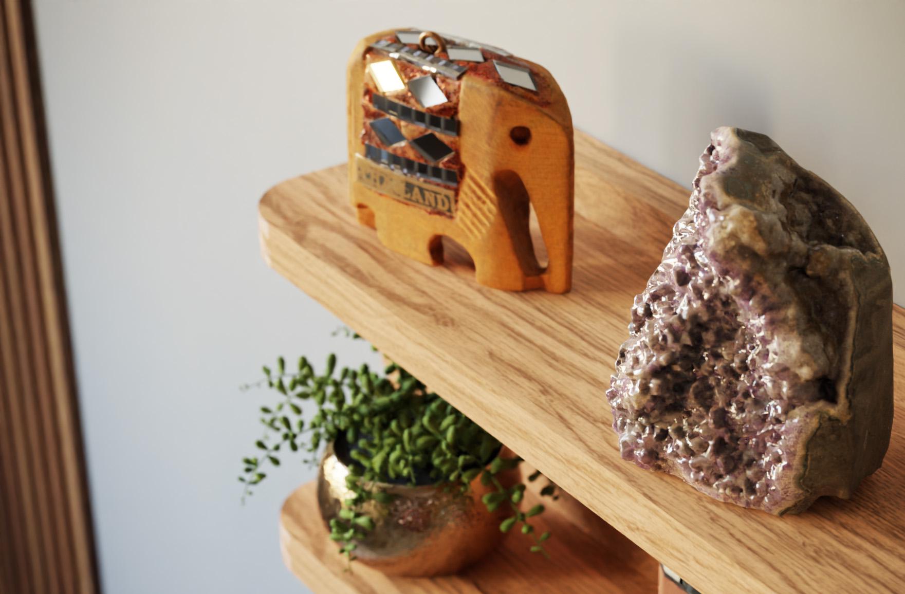 Solid Oak Half Moon Shelf - Two Tier