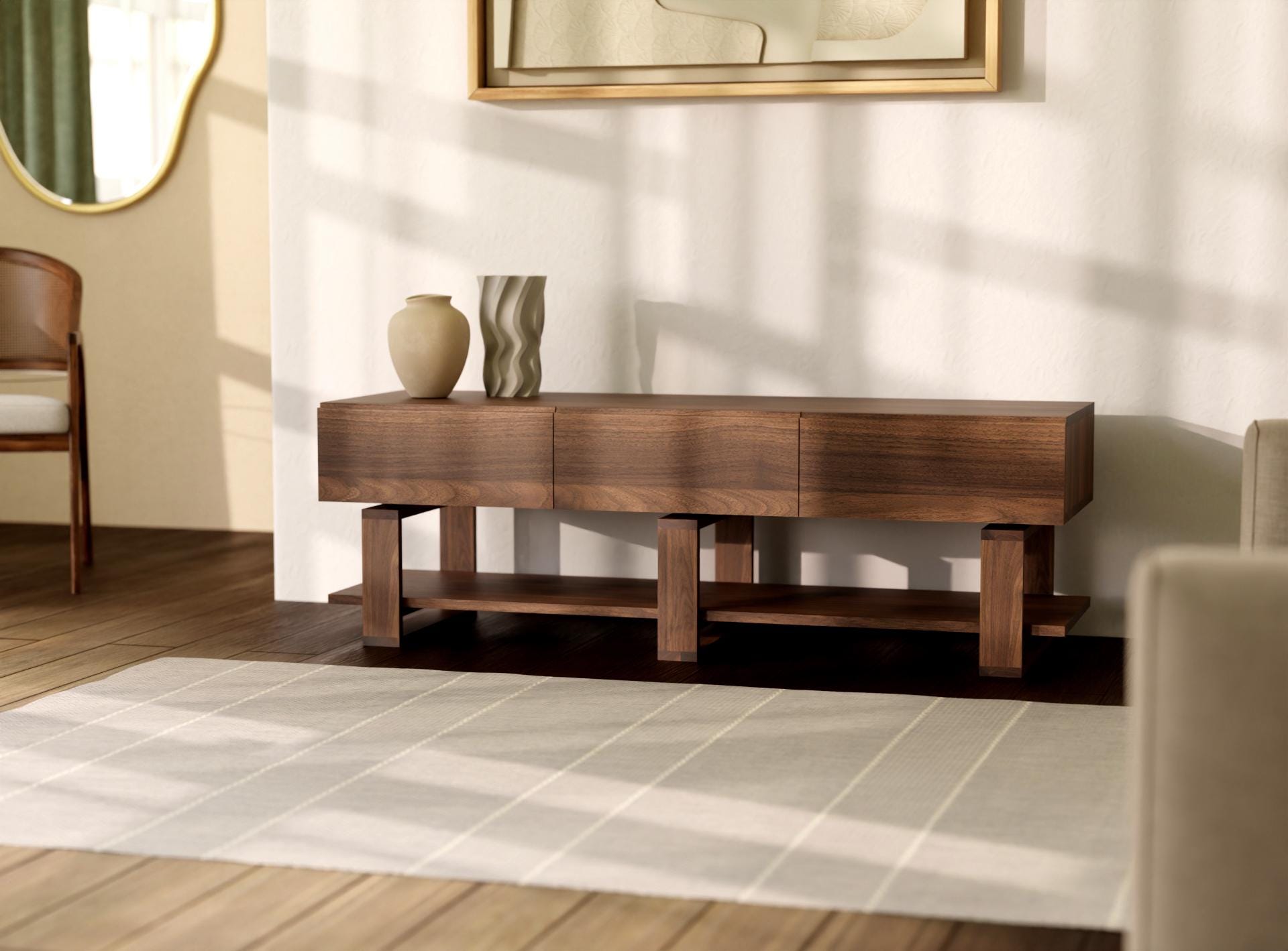 Bohdi Solid Walnut TV Unit – Media Sideboard