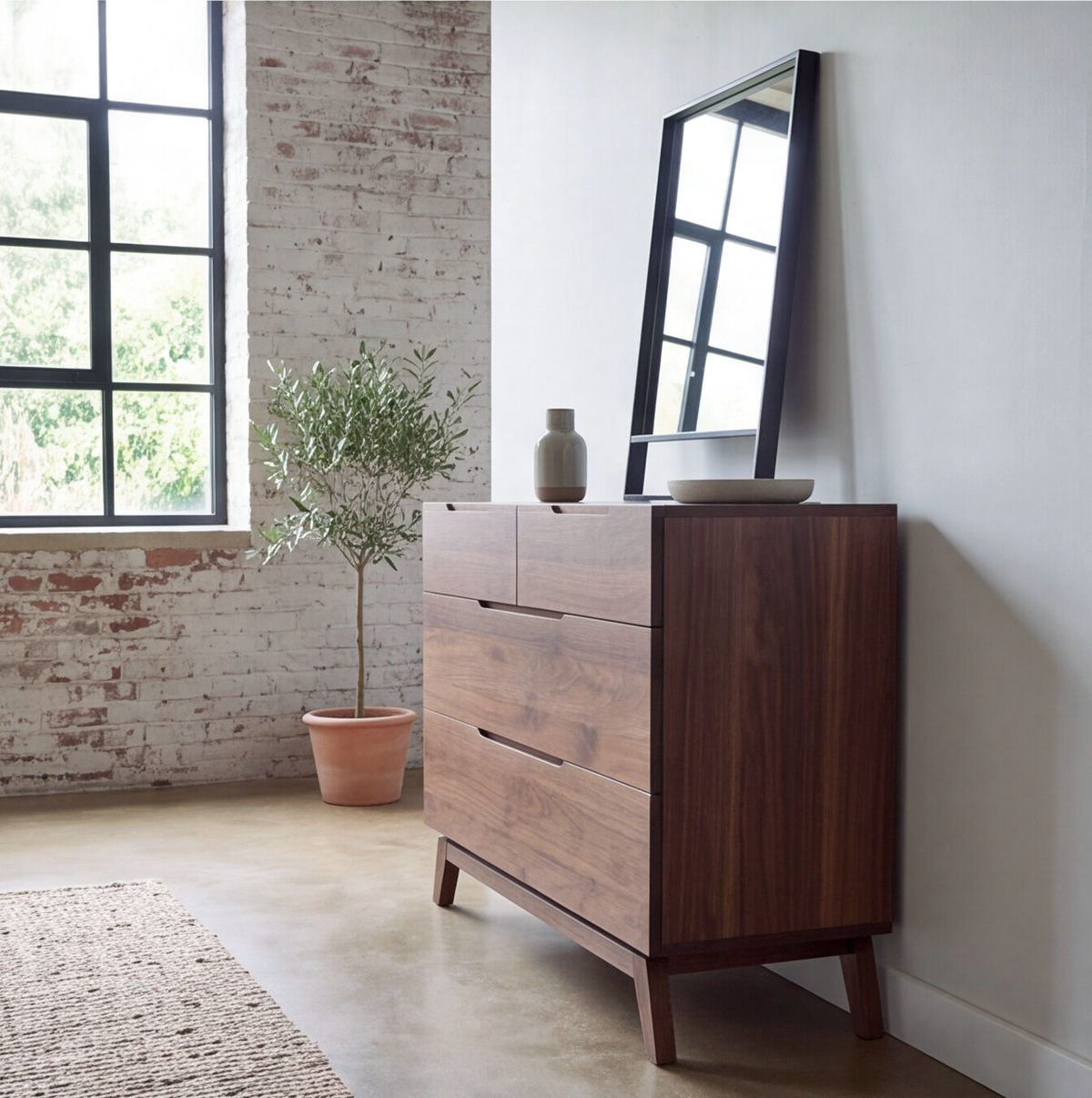 Bodhi Solid Walnut Chest Of Drawers Sideboard