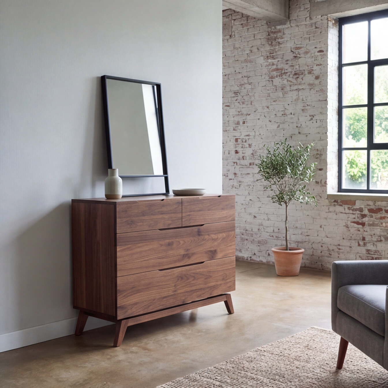 Bodhi Solid Walnut Chest Of Drawers Sideboard