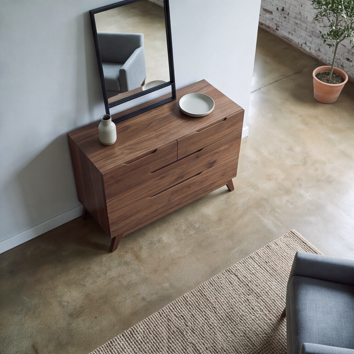 Bodhi Solid Walnut Chest Of Drawers Sideboard