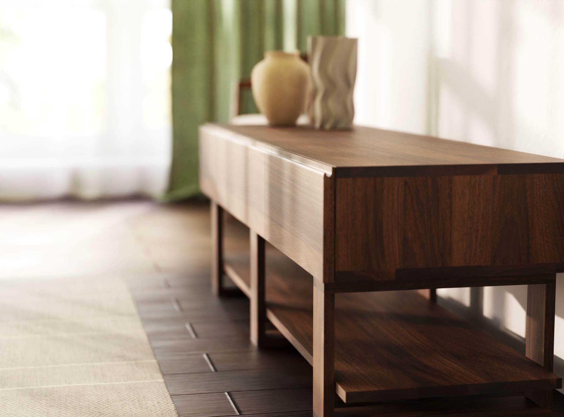 Bohdi Solid Walnut TV Unit – Media Sideboard