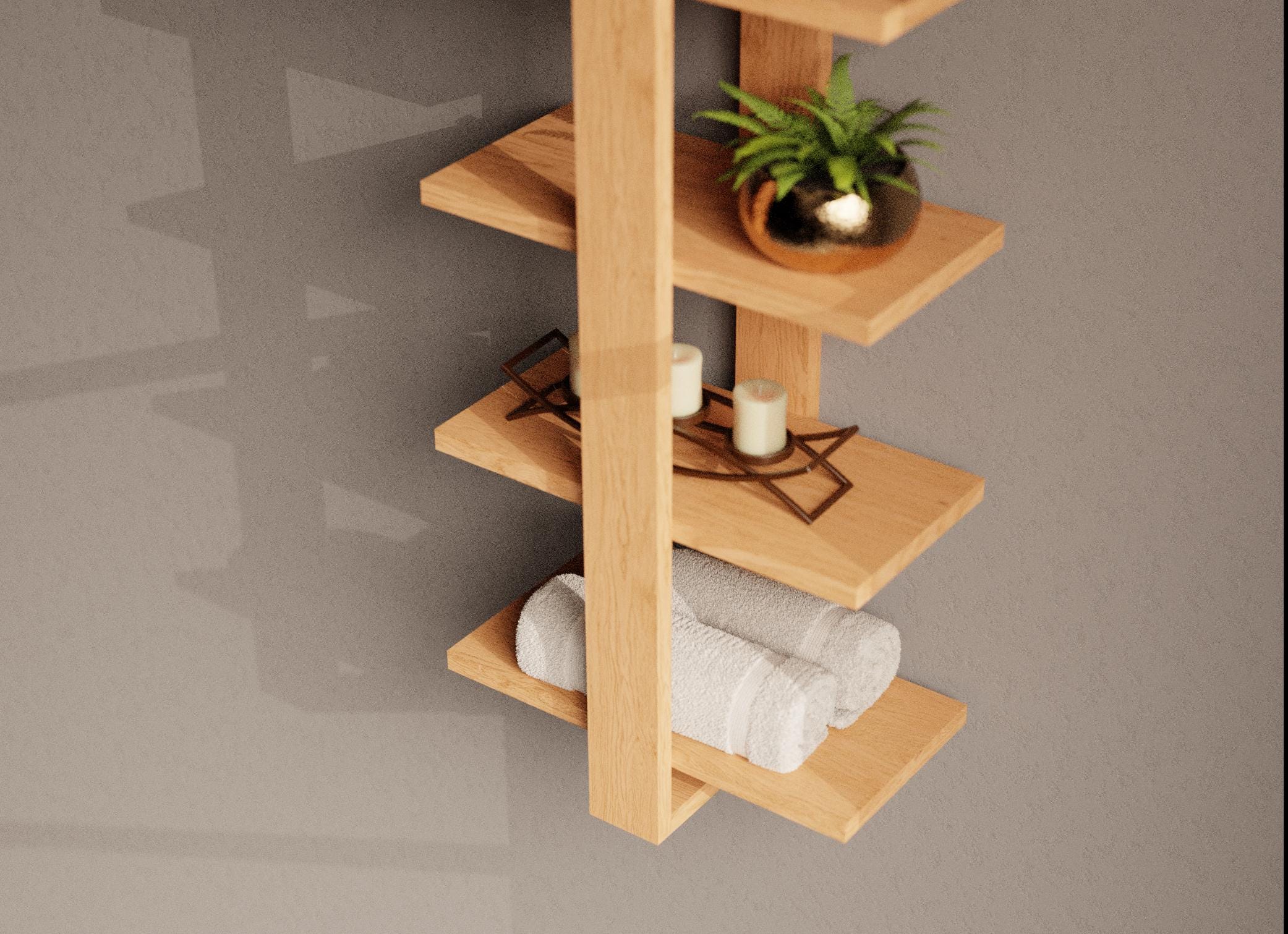 Oak Tiered Floating Shelves