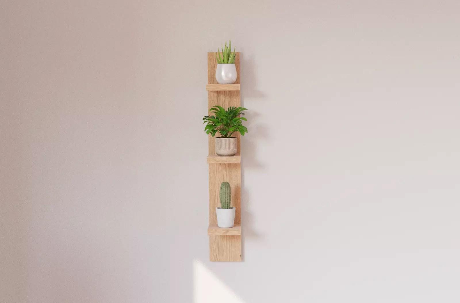Solid Oak Shelf - Vertical Wall Shelf