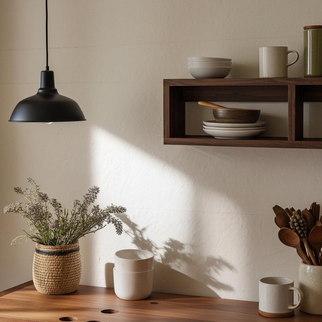American Walnut Wall Shelf for Mugs, Cups & Kitchen Storage
