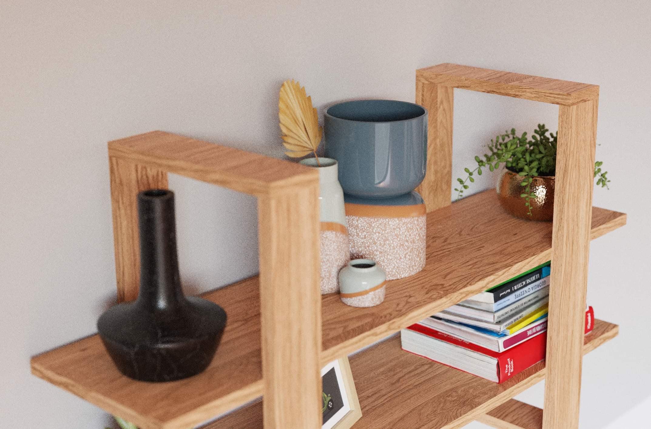 Oak Two Tier Wall Shelf