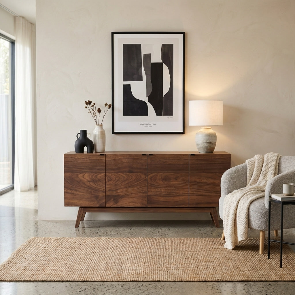 Bodhi TV unit with doors in a modern living room


