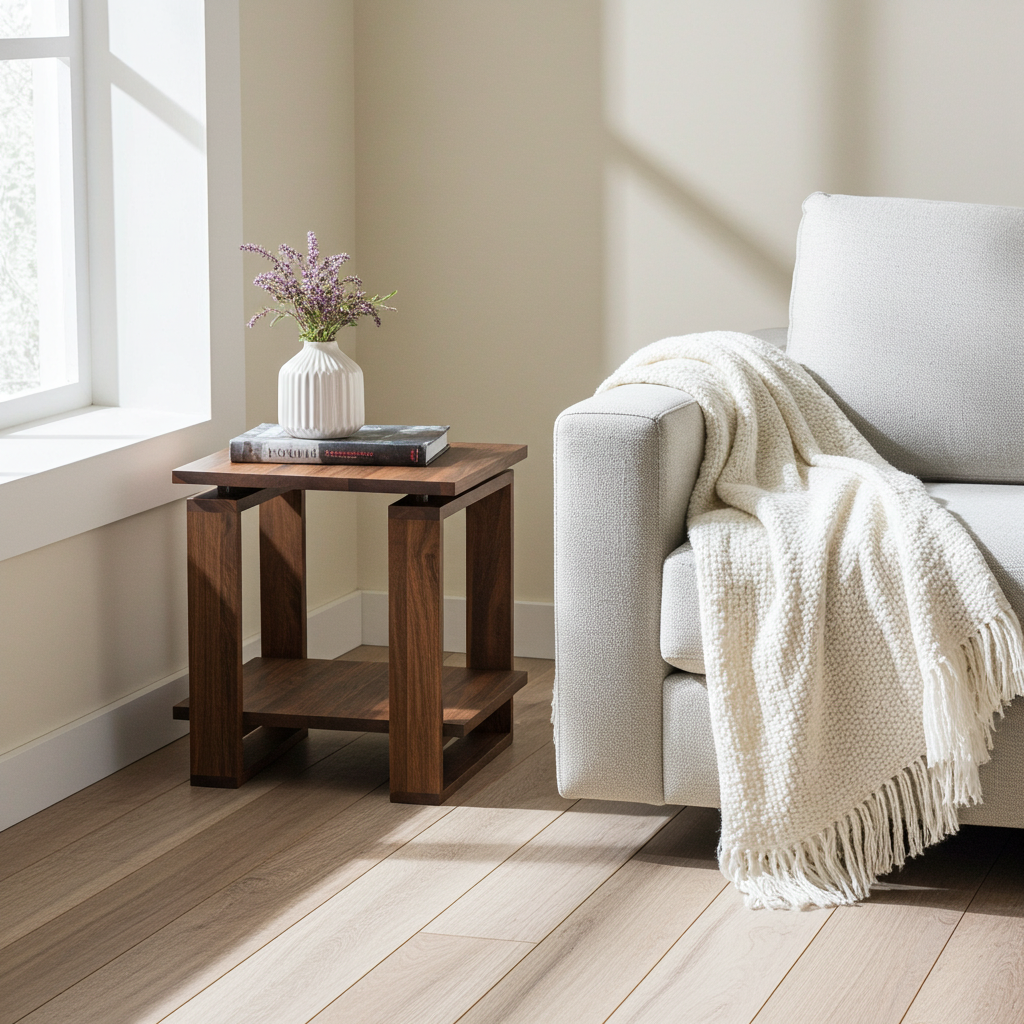 Bodhi black walnut side table in a modern interior


