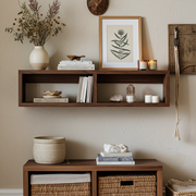 Black Walnut Wall Shelf for Mugs, Cups & Kitchen Storage