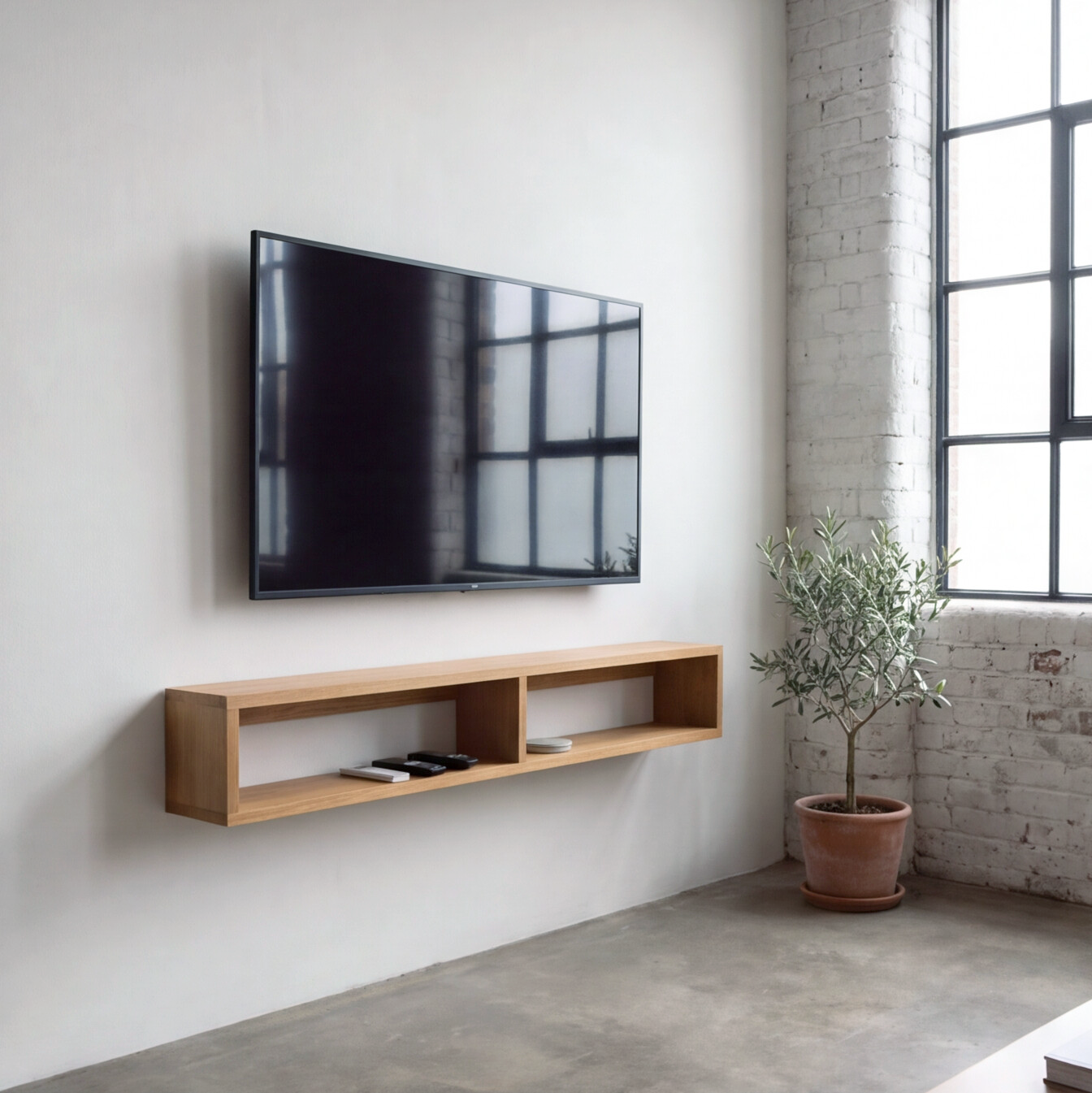 American Oak Floating TV Unit
