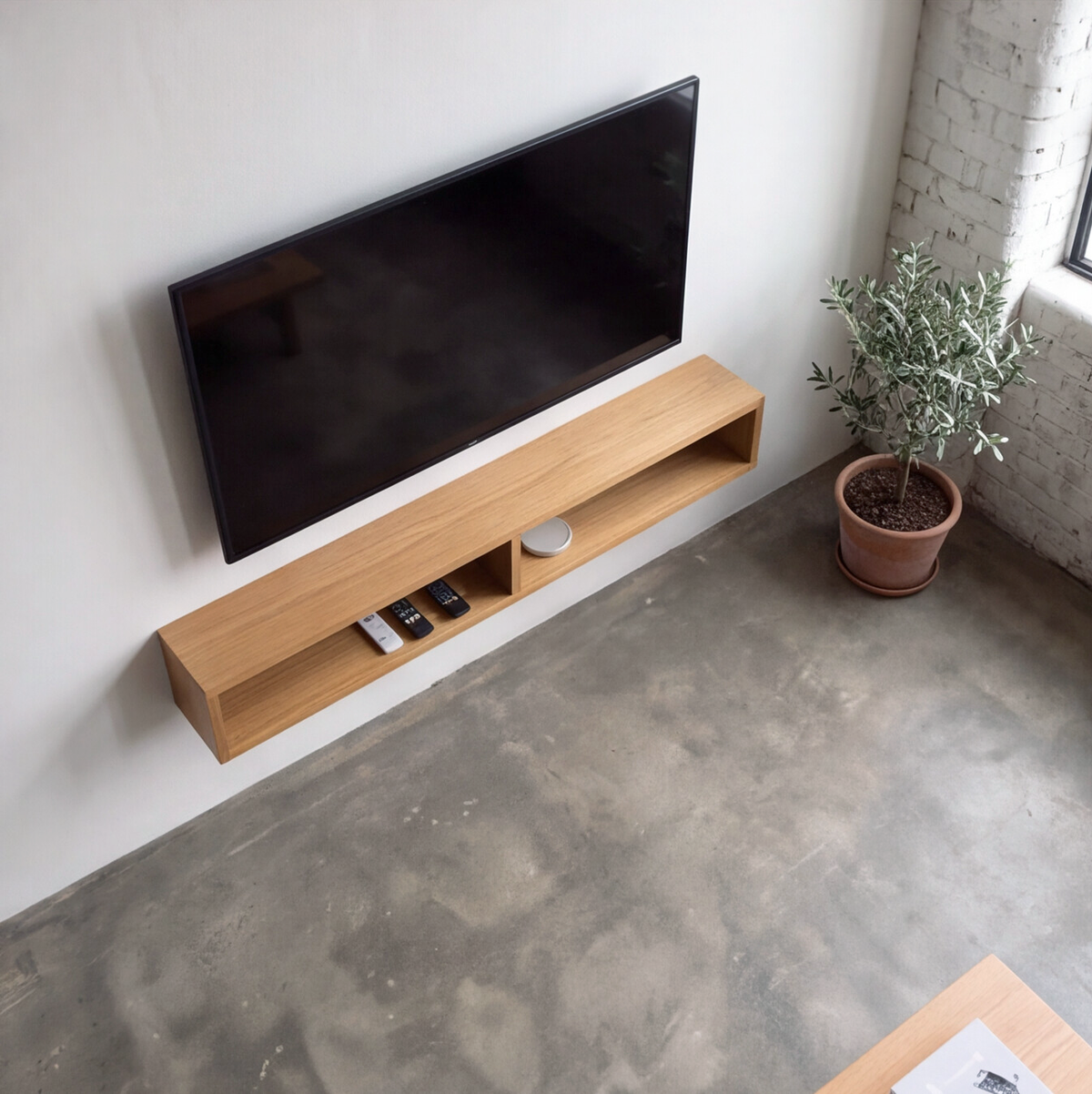 American Oak Floating TV Unit