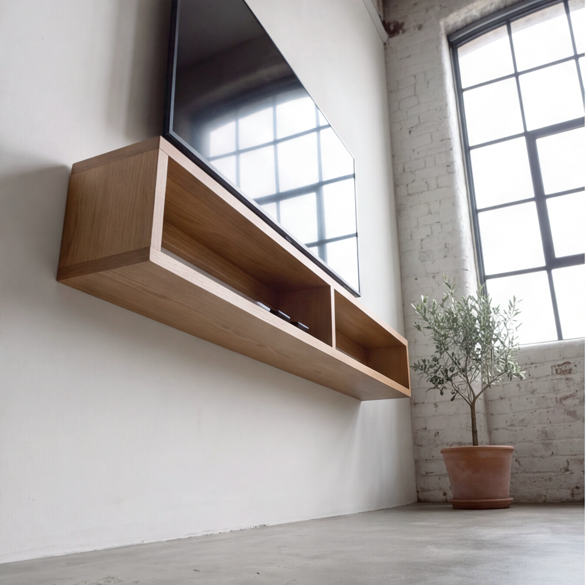 American Oak Floating TV Unit