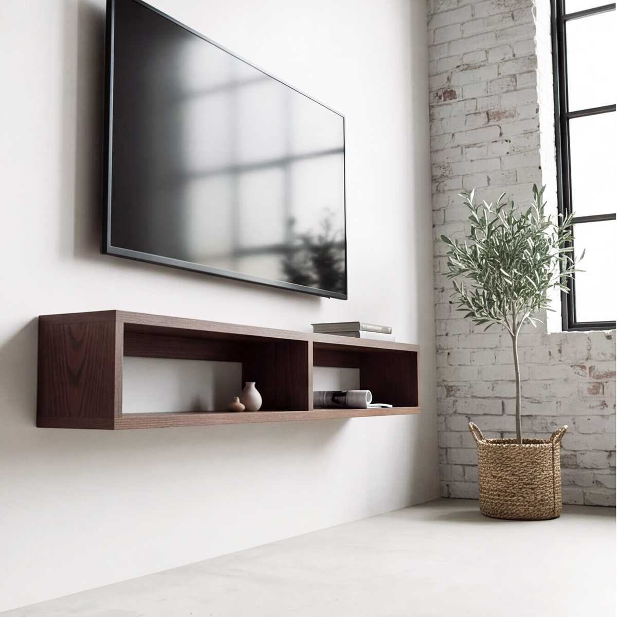 American Oak Floating TV Unit