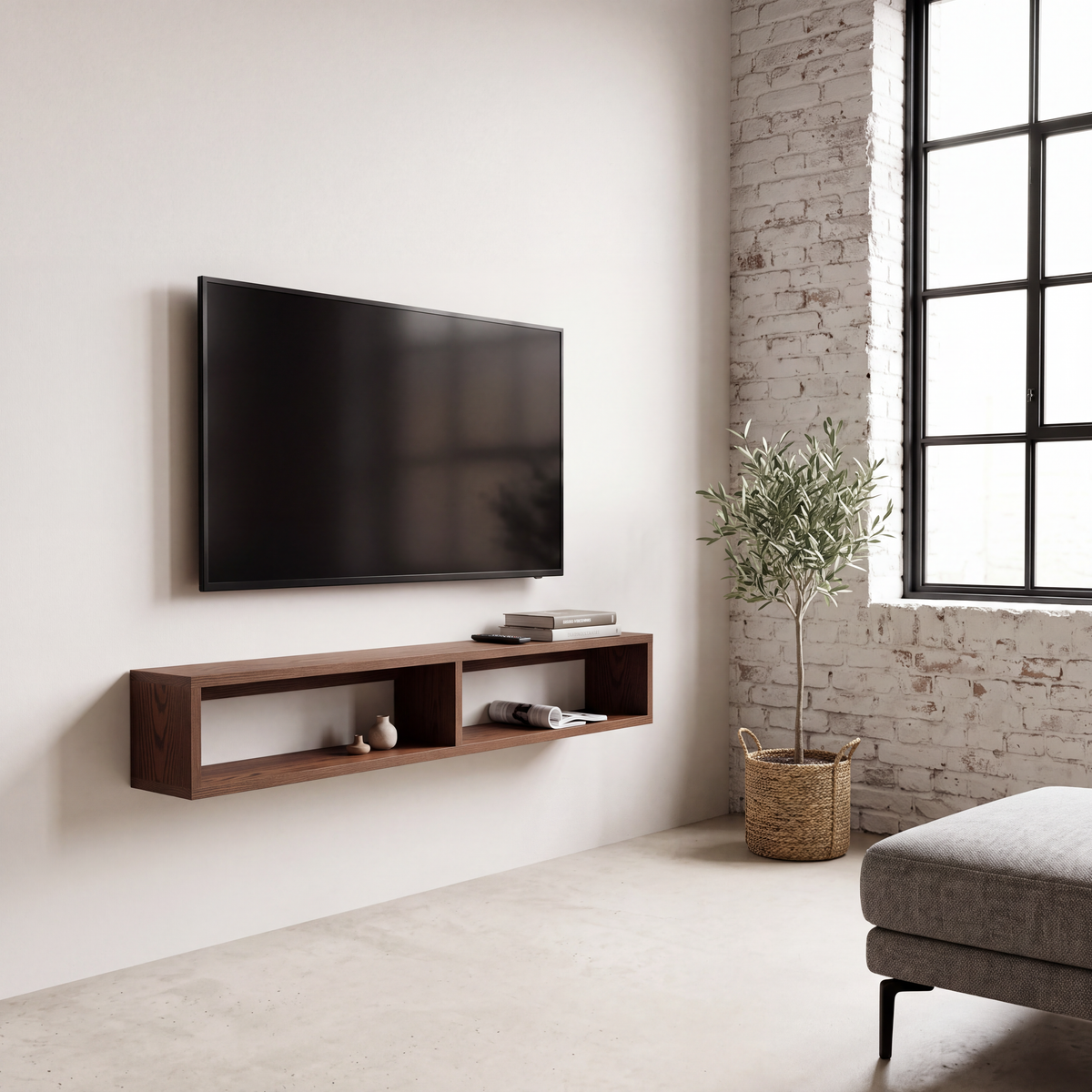 American Oak Floating TV Unit