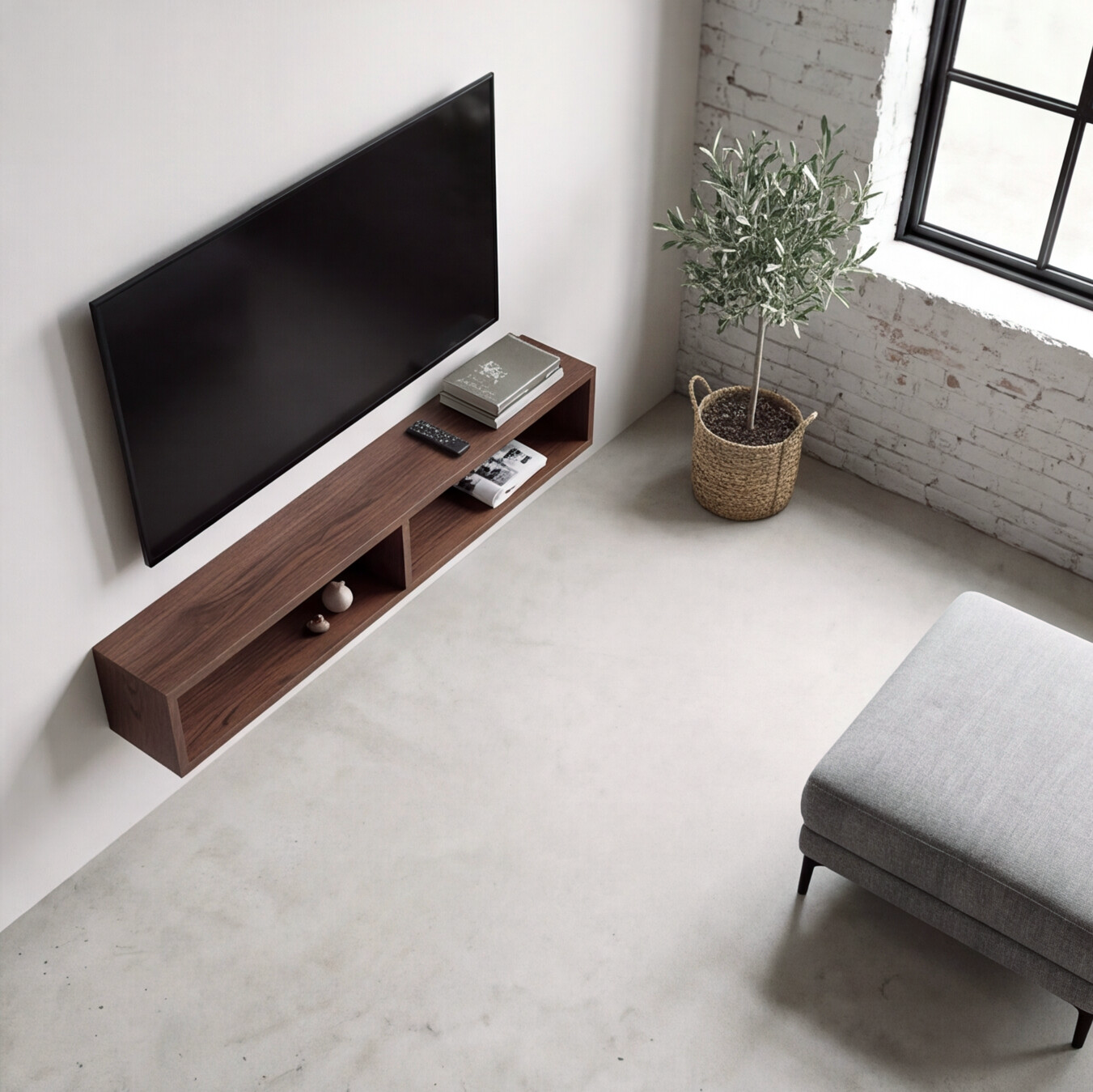 American Oak Floating TV Unit