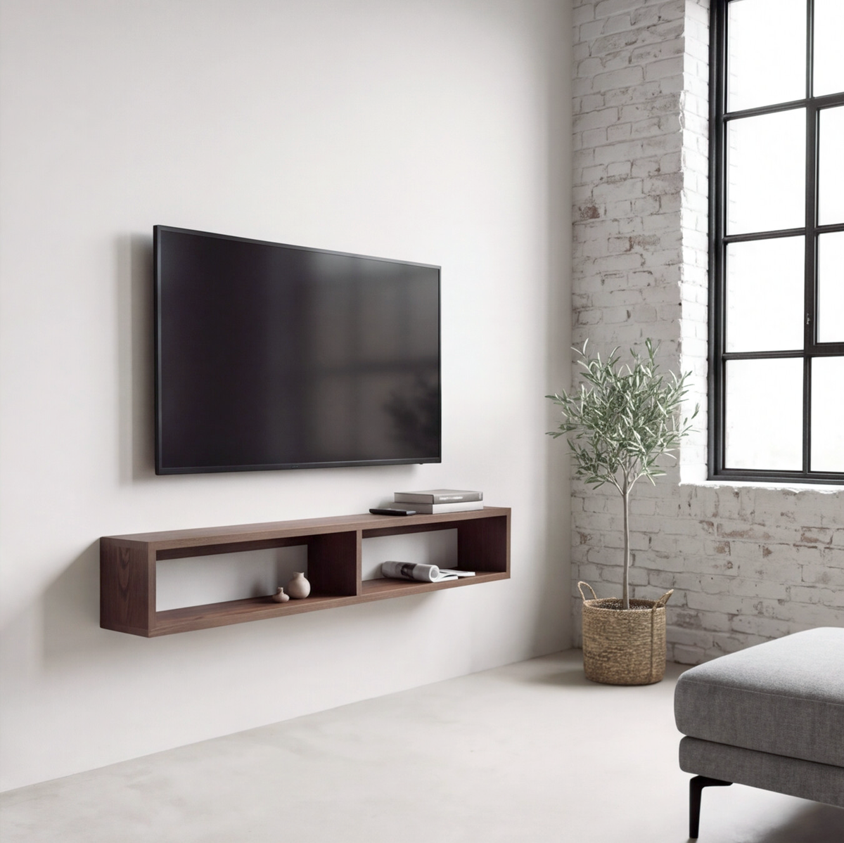 American Oak Floating TV Unit