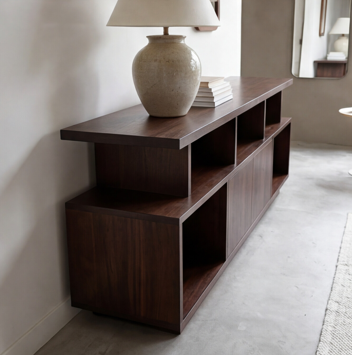 Front view of Otis solid black walnut sideboard

