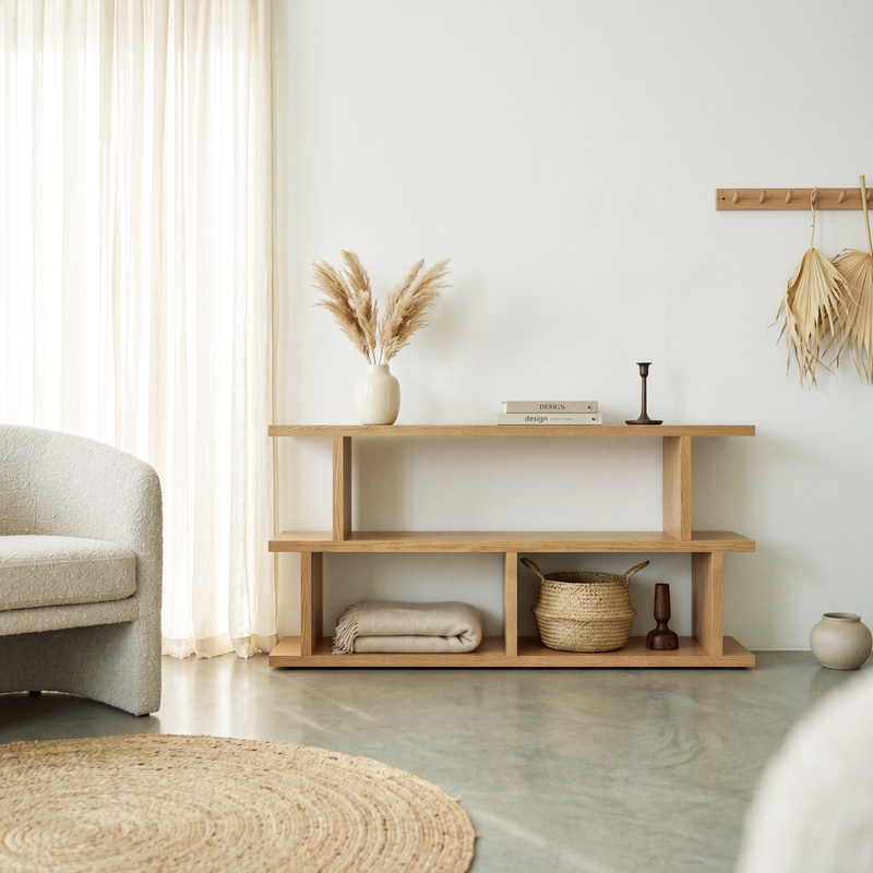 American Oak Open Console Table