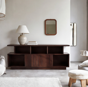 Otis solid black walnut sideboard in a modern dining room

