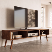 Solid Redwood Mid-Century TV Stand & Media Cabinet