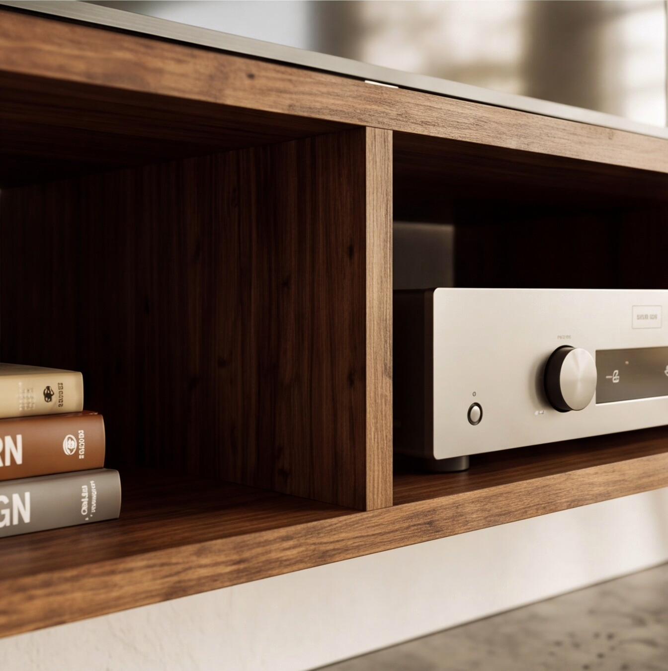 Solid Redwood Mid-Century TV Stand & Media Cabinet