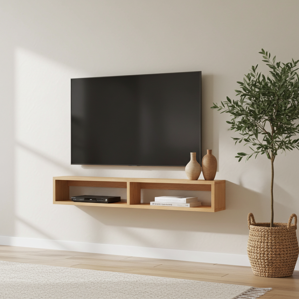 American Oak Floating TV Unit