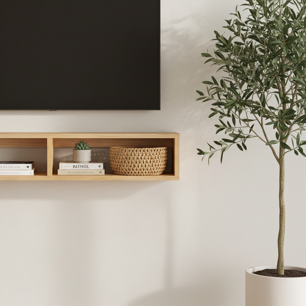 American Oak Floating TV Unit