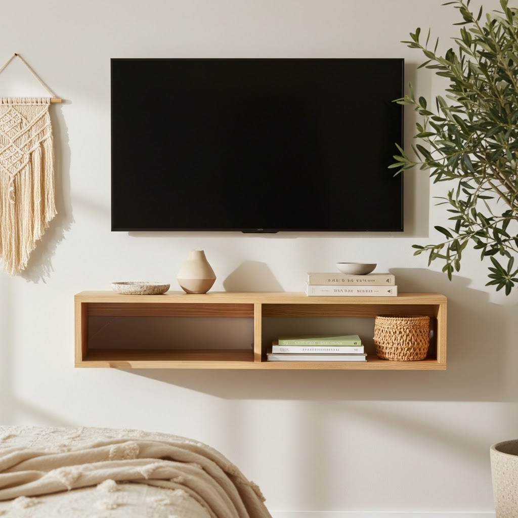 American Oak Floating TV Unit