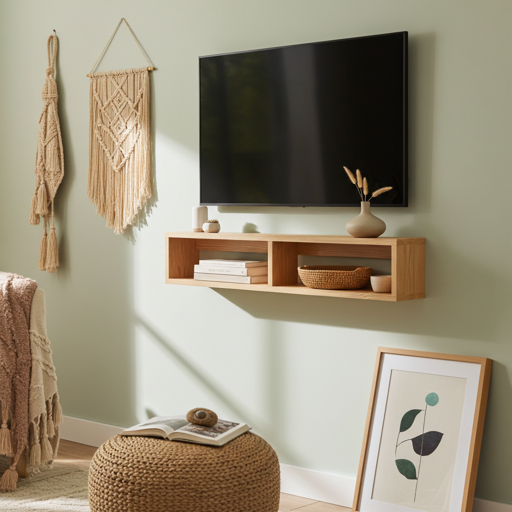 American Oak Floating TV Unit