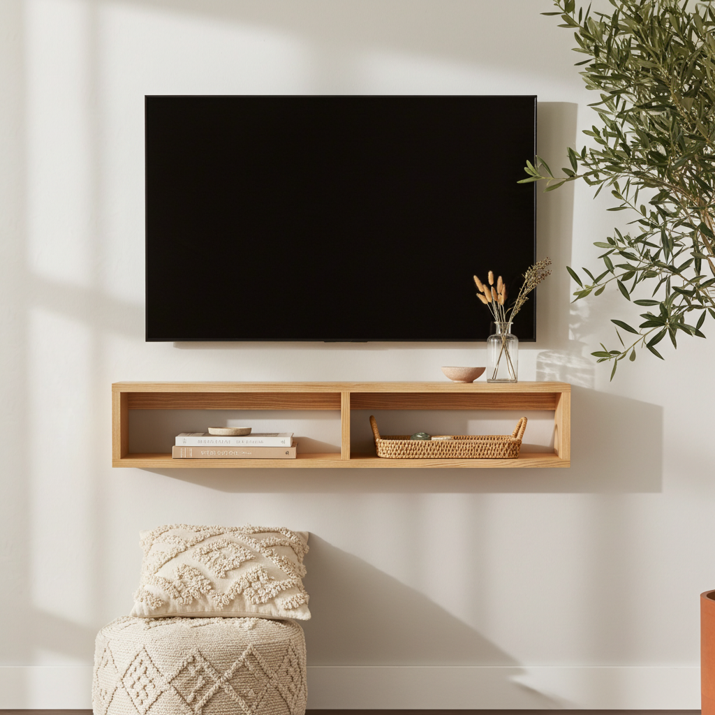 American Oak Floating TV Unit