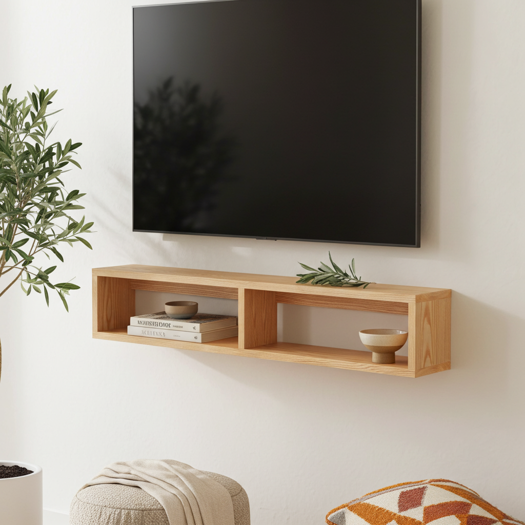 American Oak Floating TV Unit