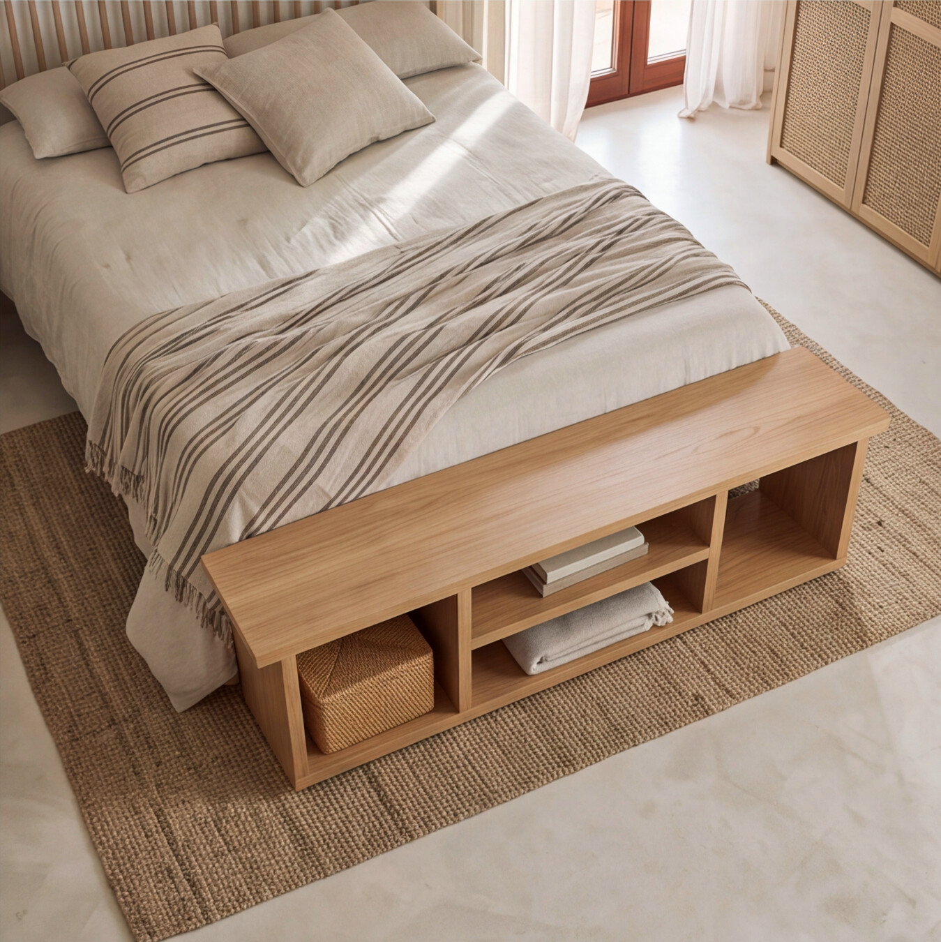 Solid Oak End of Bed Storage