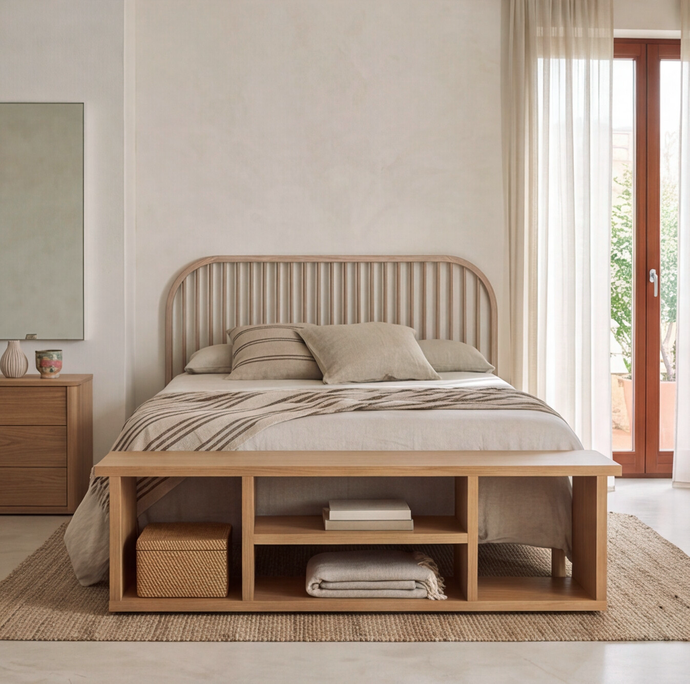 Solid Oak End of Bed Storage