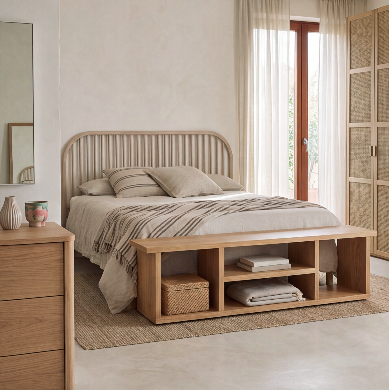 Solid Oak End of Bed Storage