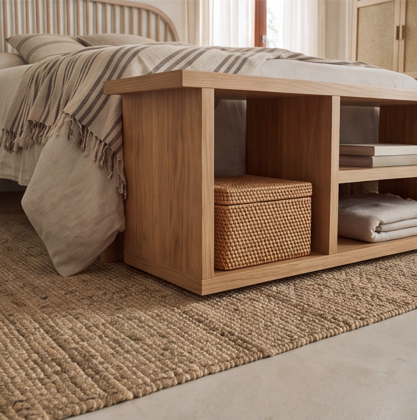 Solid Oak End of Bed Storage
