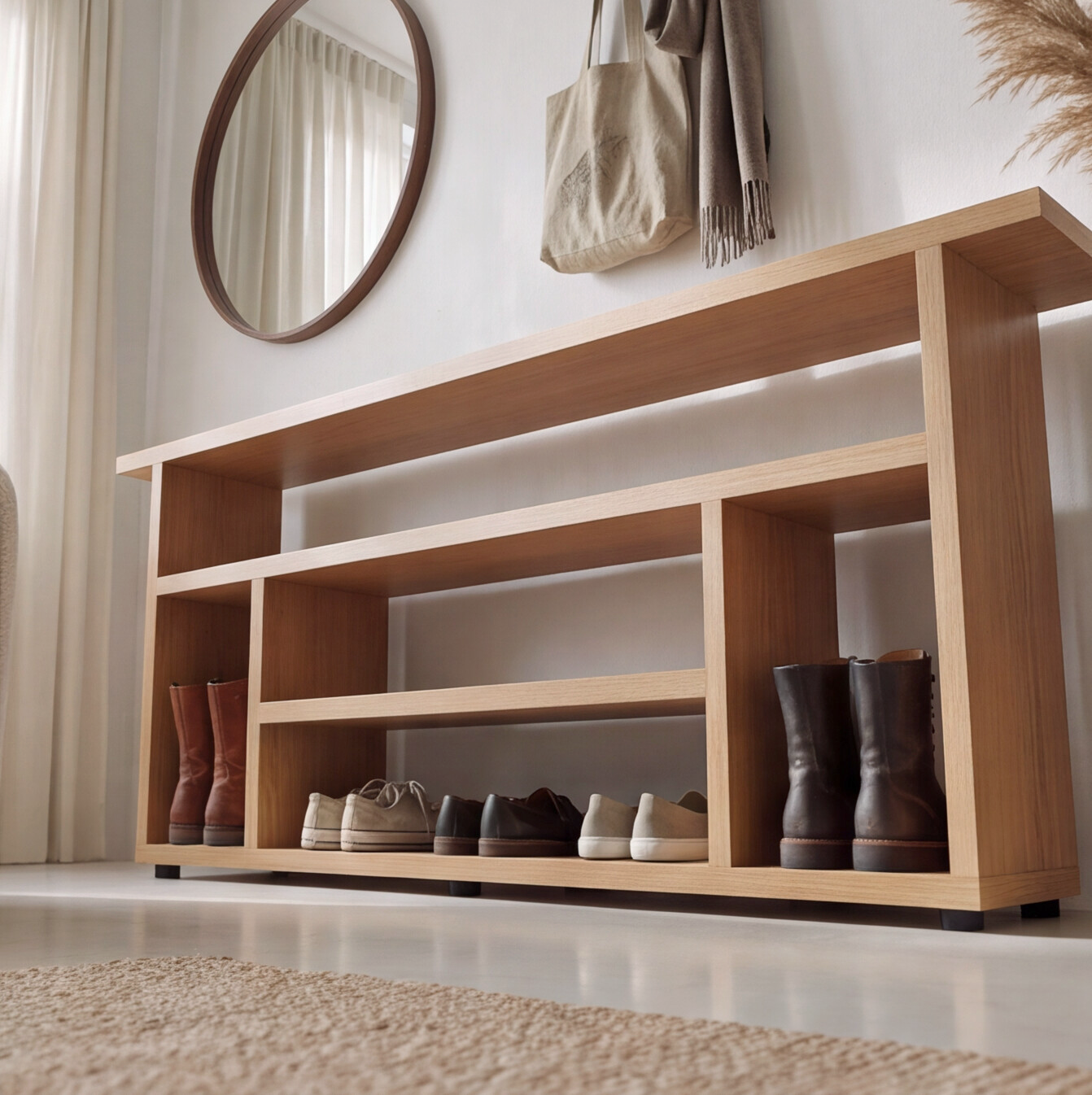 Schuhregal 3-stufig mit Stiefelfach
