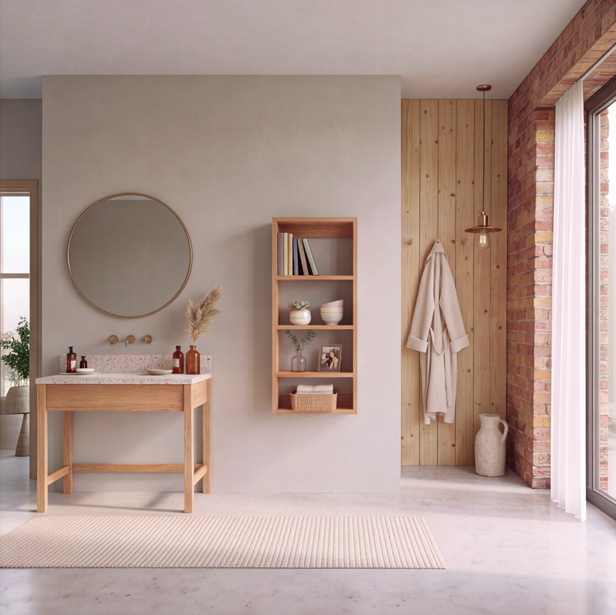 Solid Oak Vertical Wall Shelf