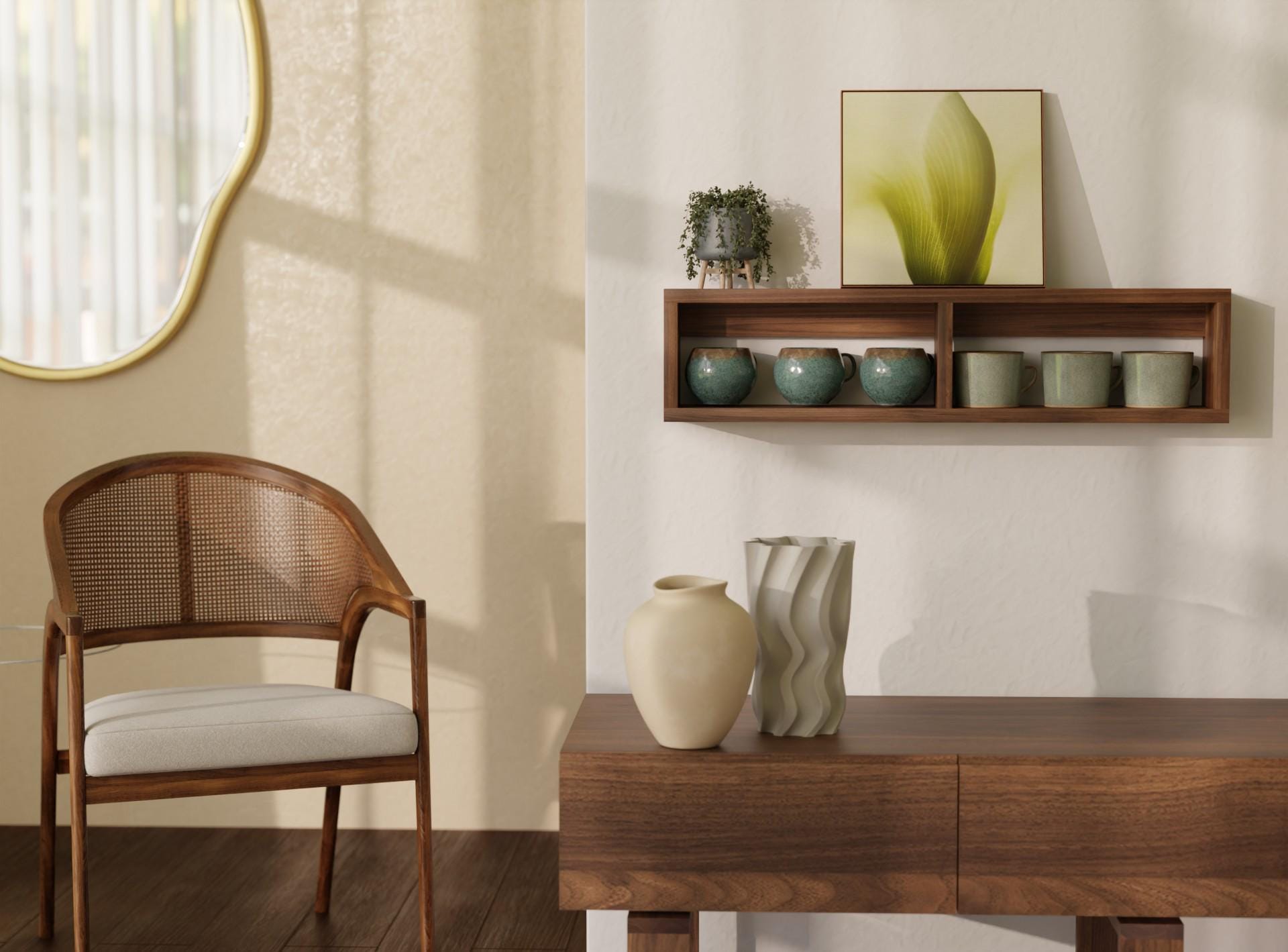 Handmade Black Walnut Wall Shelf for Mugs, Cups & Kitchen Storage