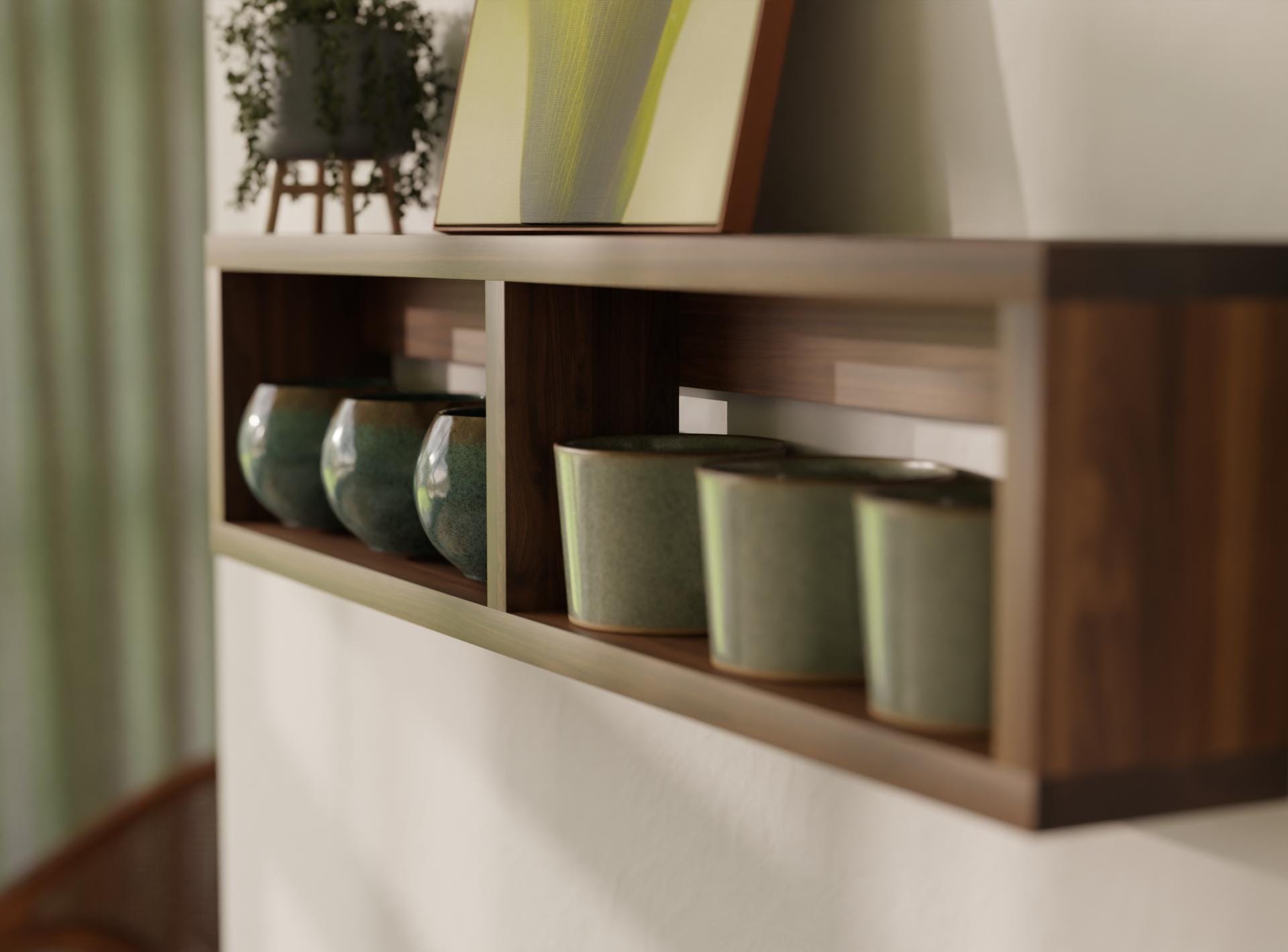 Handmade Black Walnut Wall Shelf for Mugs, Cups & Kitchen Storage