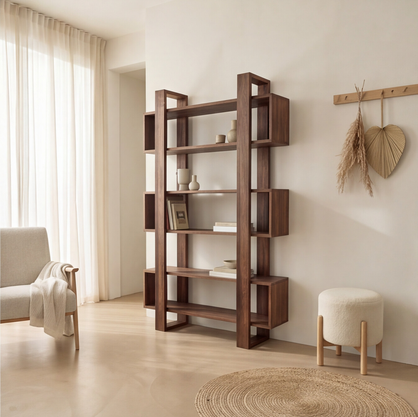 Bodhi Bücherregal aus massiver schwarzer Walnuss