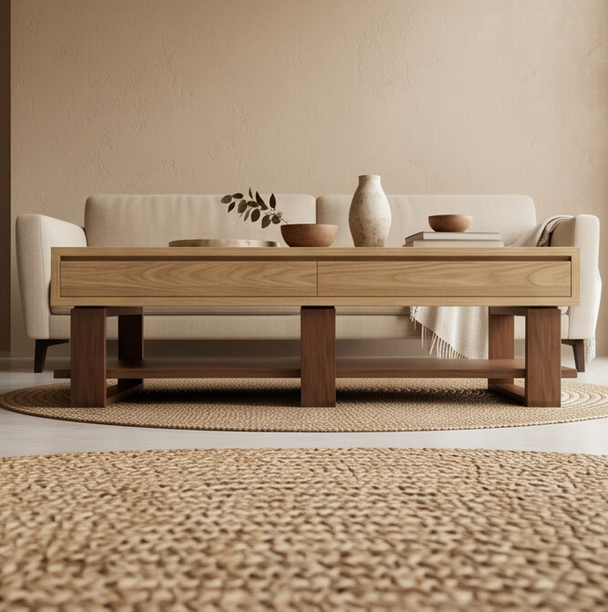 'Bodhi' White Oak & Black Walnut Coffee Table