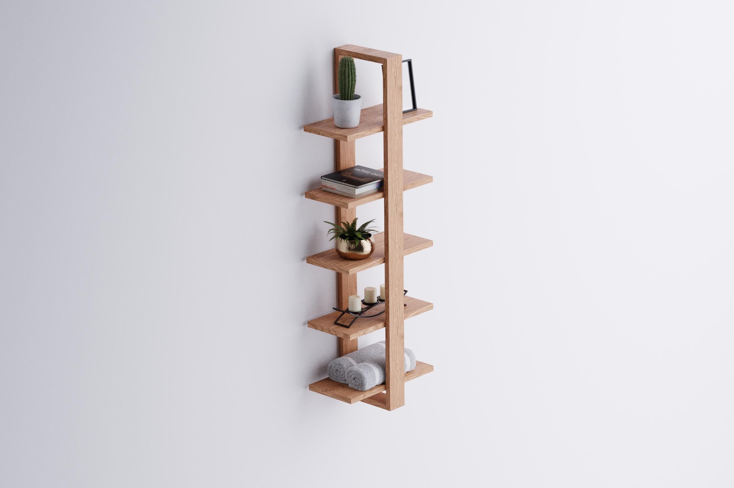 Oak Tiered Floating Shelves