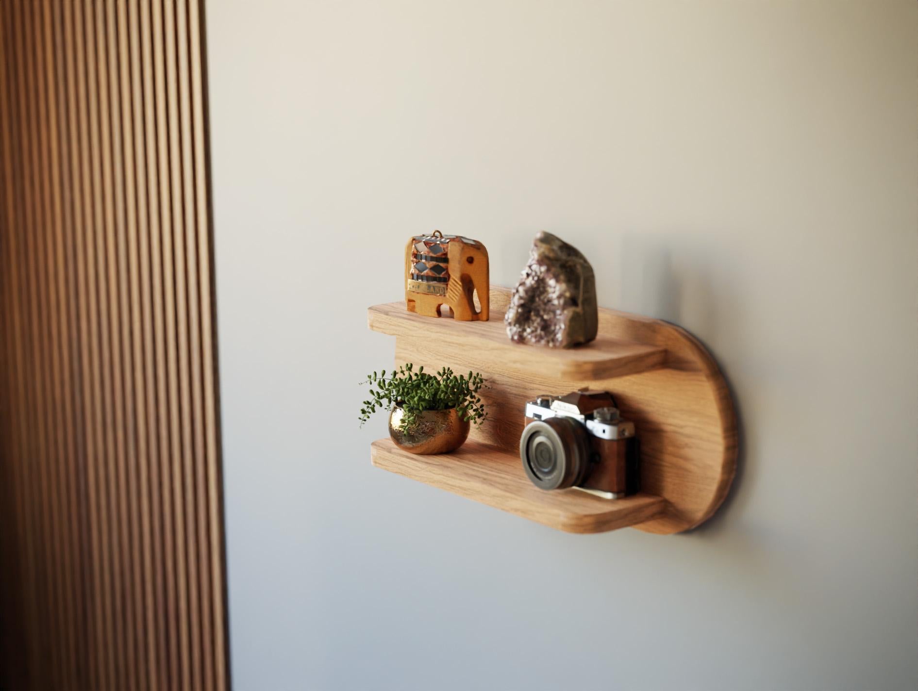 Solid Oak Half Moon Shelf - Two Tier
