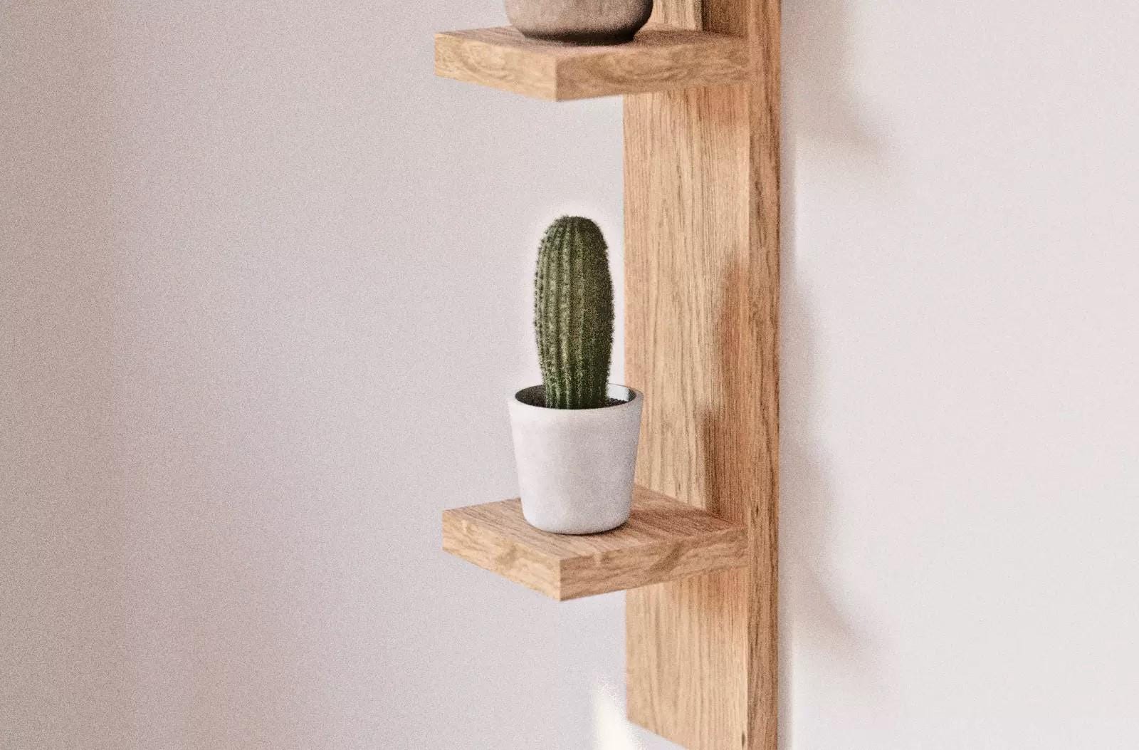 Solid Oak Shelf - Vertical Wall Shelf