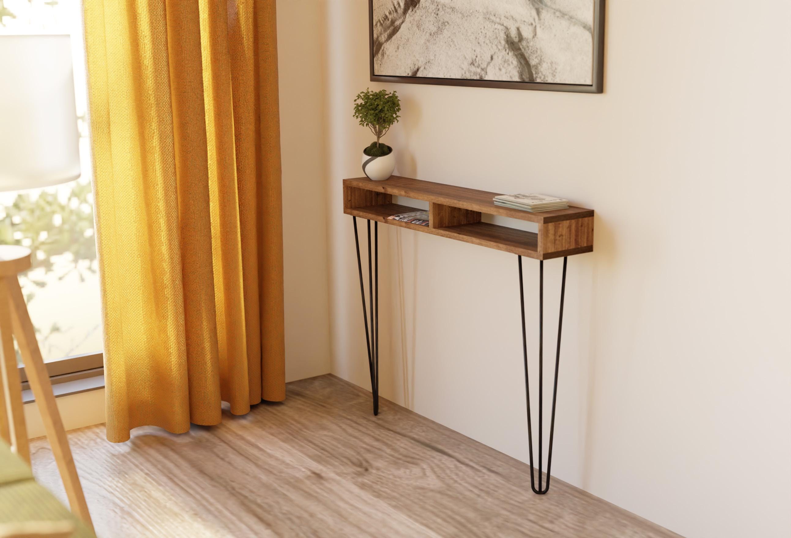 Scandinavian Redwood Hallway Console Table